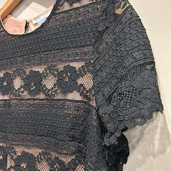 H&M top and skirt set, black lace with nude lining, top: M, bottom: S - Picture 6 of 8